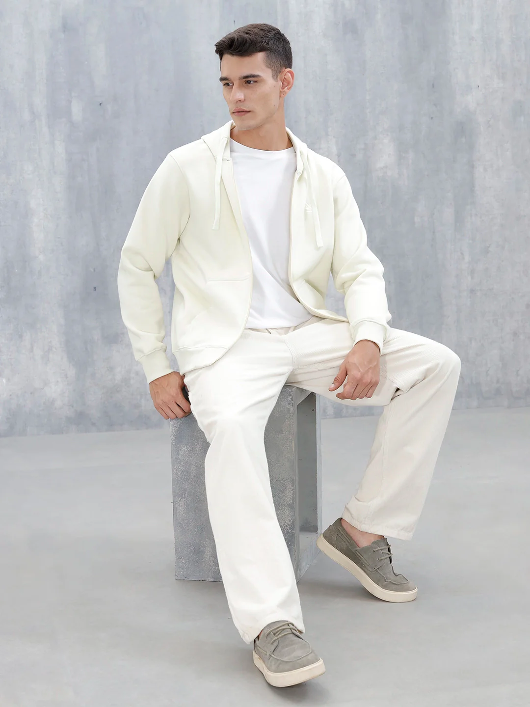 Men’s Solid Zip-Up Hoodie Sweatshirt | Aloe Wash - Image 4