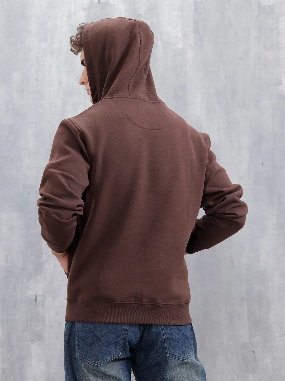 Men's Solid Zip-Up Hoodie Sweatshirt | Java - Image 12