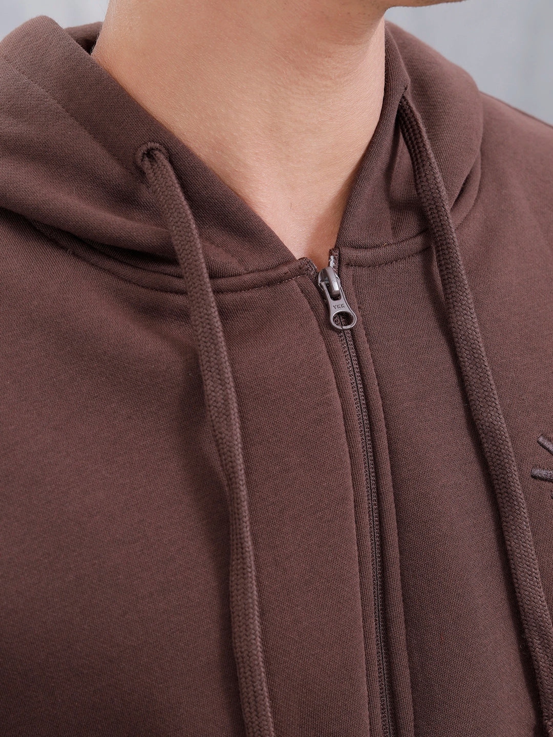 Men's Solid Zip-Up Hoodie Sweatshirt | Java - Image 16