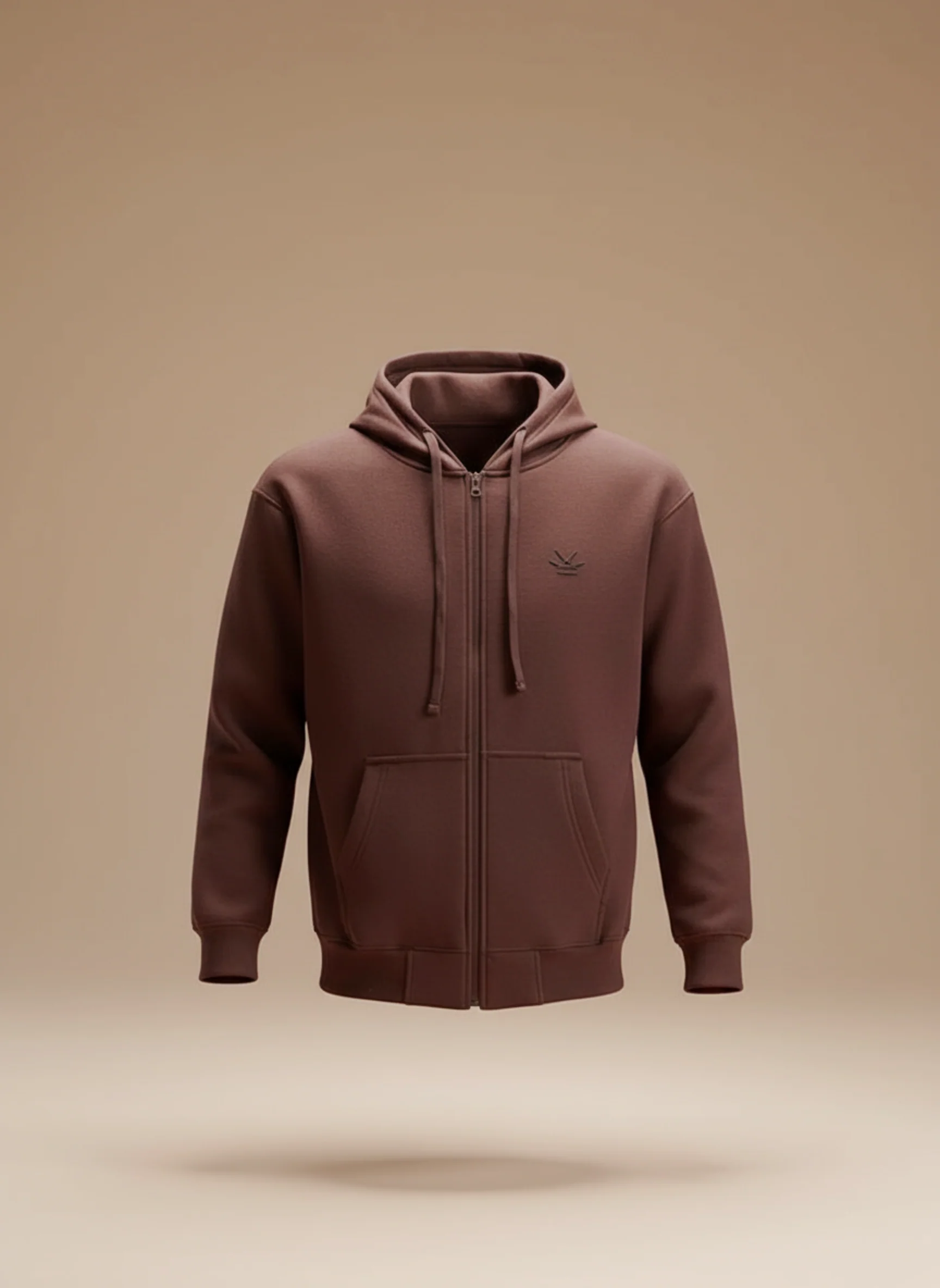 Men's Solid Zip-Up Hoodie Sweatshirt | Java - Image 4