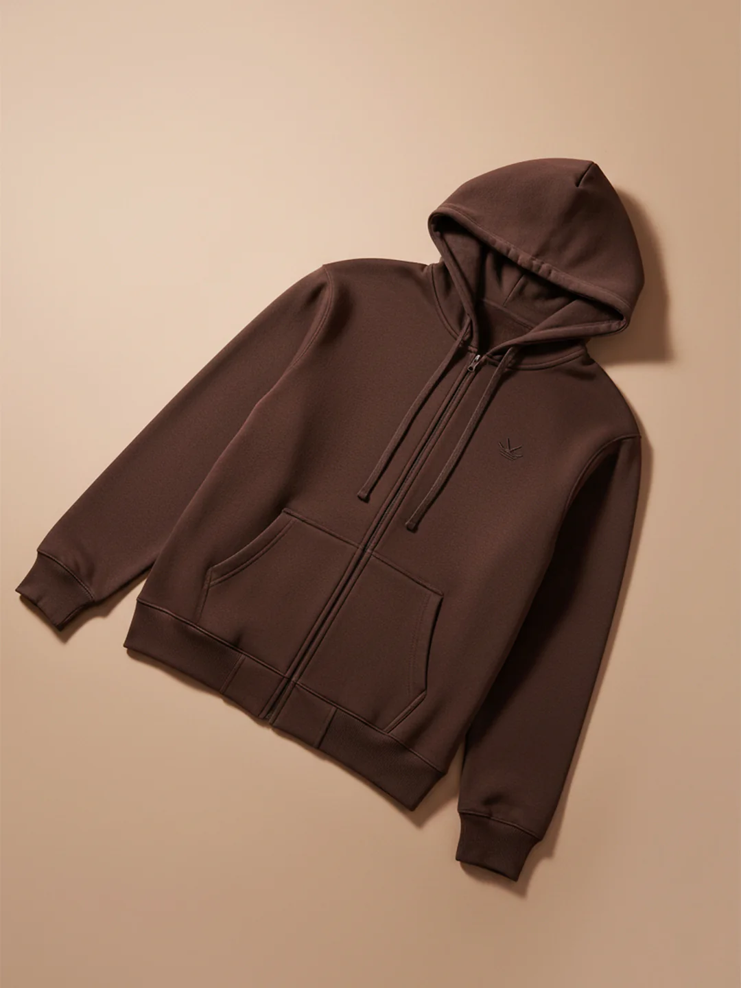 Men's Solid Zip-Up Hoodie Sweatshirt | Java - Image 7