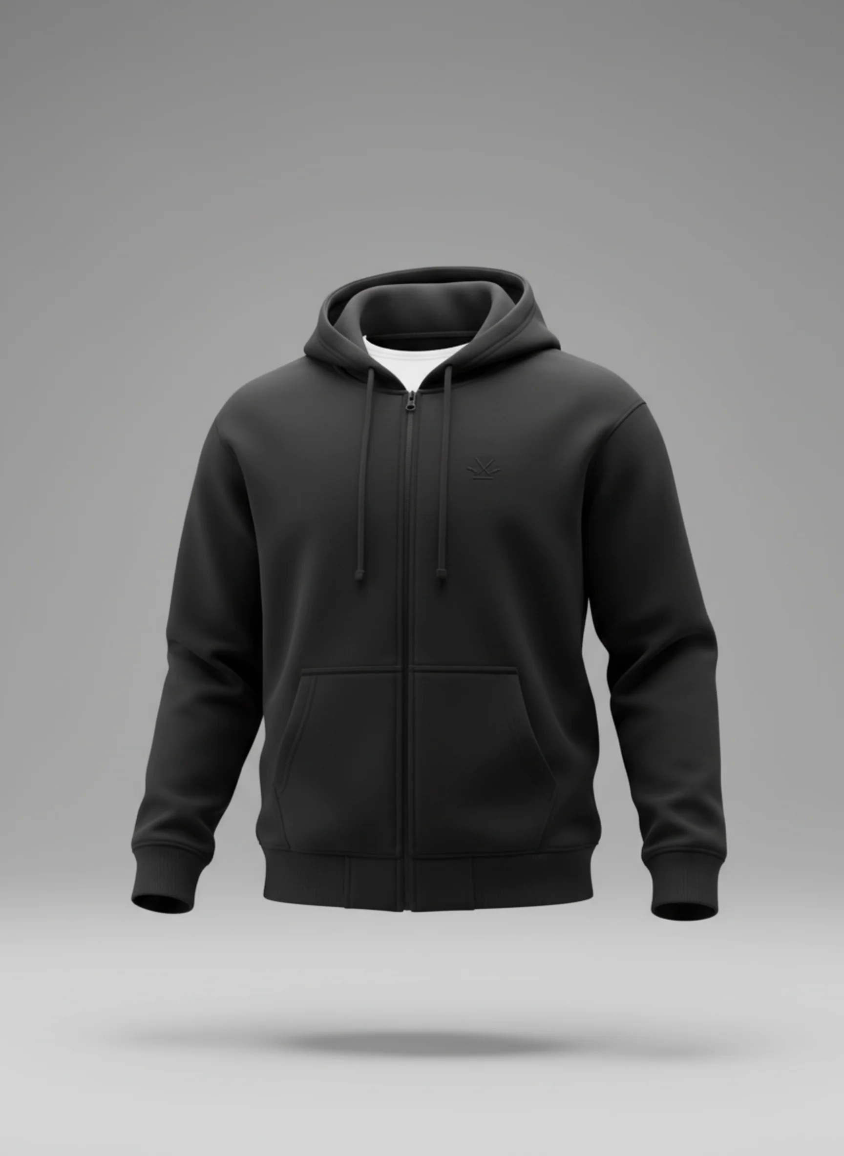 Men's Solid Zip-Up Hoodie Sweatshirt  | Black - Image 4