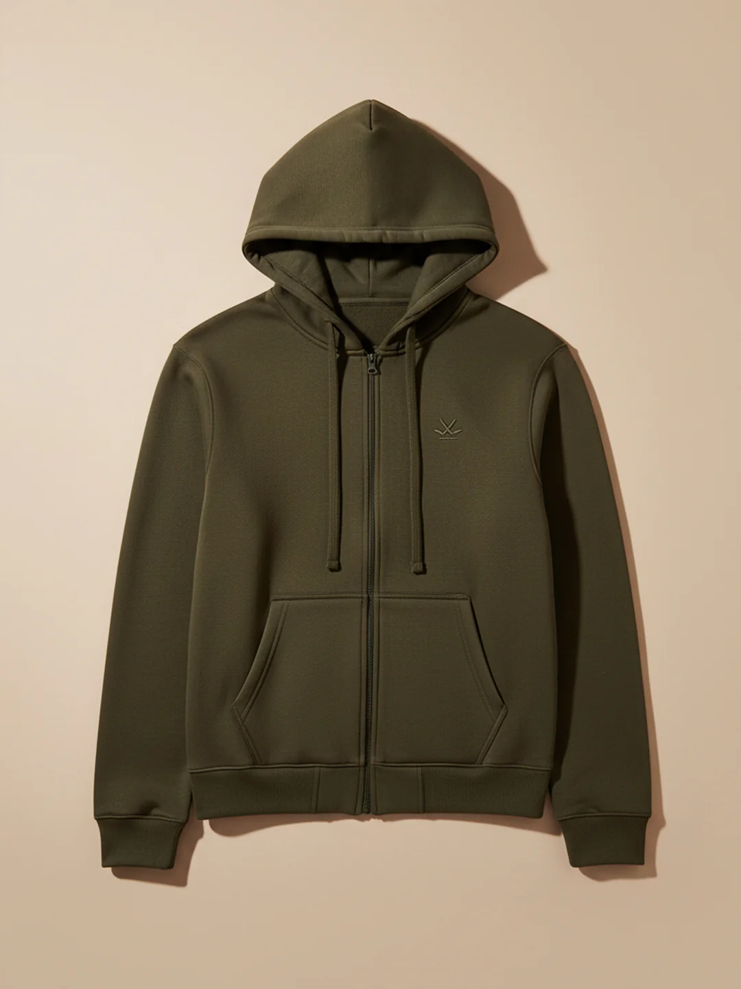 Men’s Solid Zip-Up Hoodie Sweatshirt | Olive - Image 5