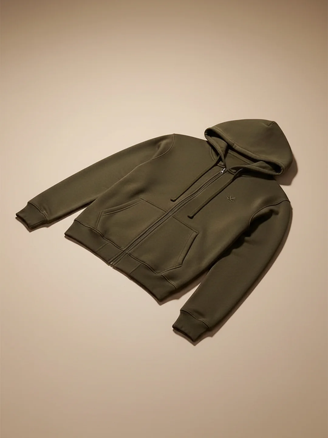 Men’s Solid Zip-Up Hoodie Sweatshirt | Olive - Image 7