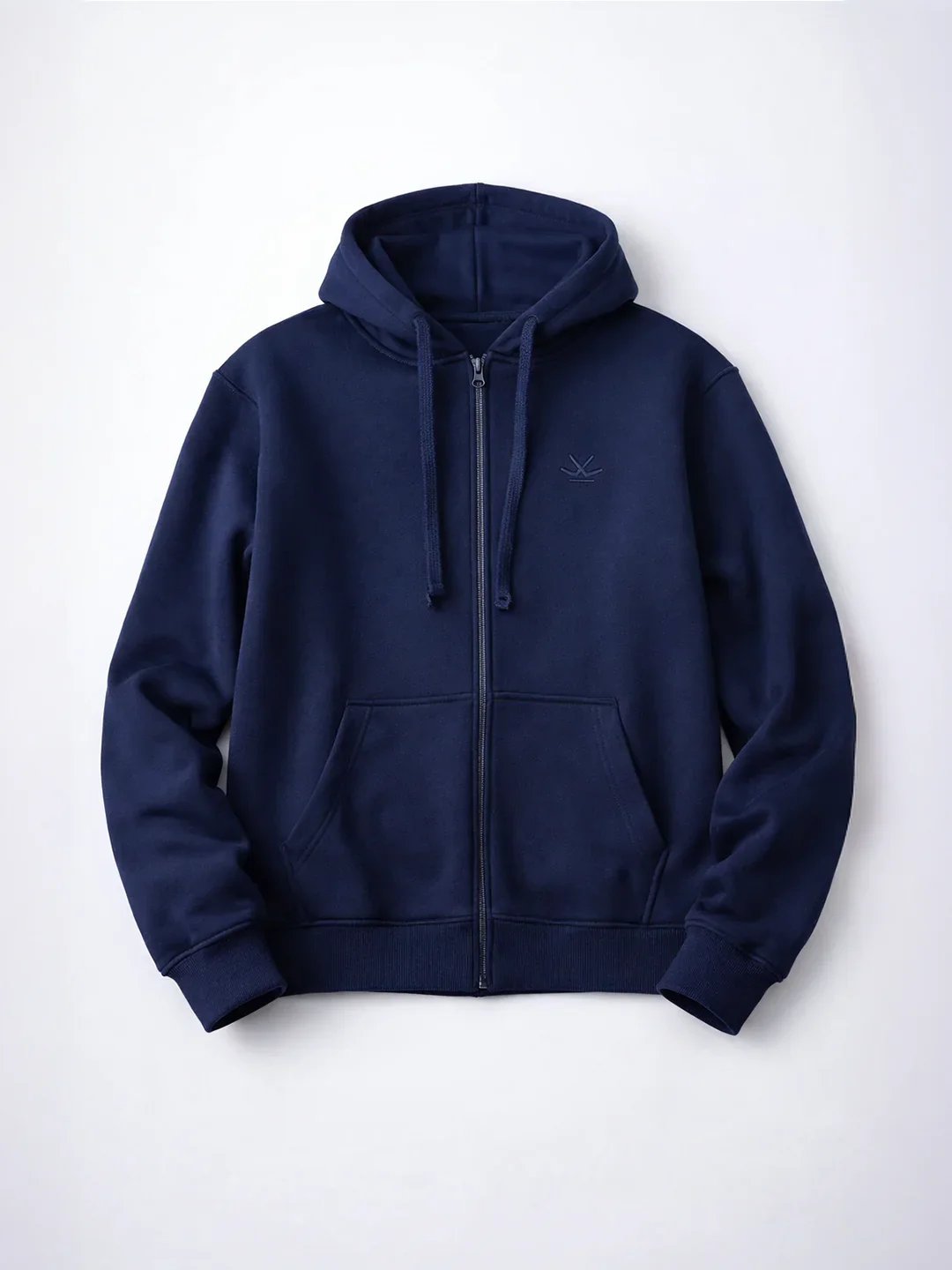 Men’s Solid Zip-Up Hoodie Sweatshirt | Blue - Image 2