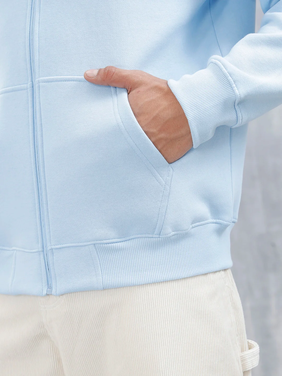 Men’s Solid Zip-Up Hoodie Sweatshirt | Blue - Image 7