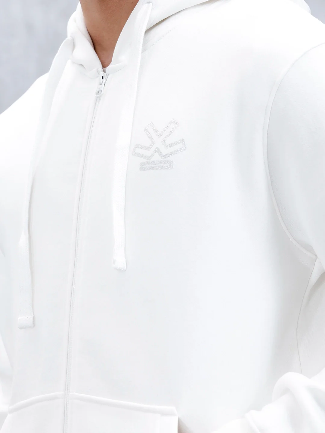 Men’s Solid Zip-Up Hoodie Sweatshirt | Snow White - Image 12