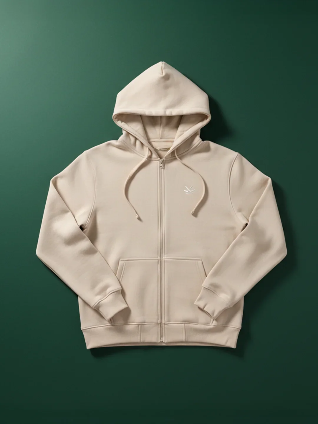 Men’s Solid Zip-Up Hoodie Sweatshirt | Tapioca - Image 2