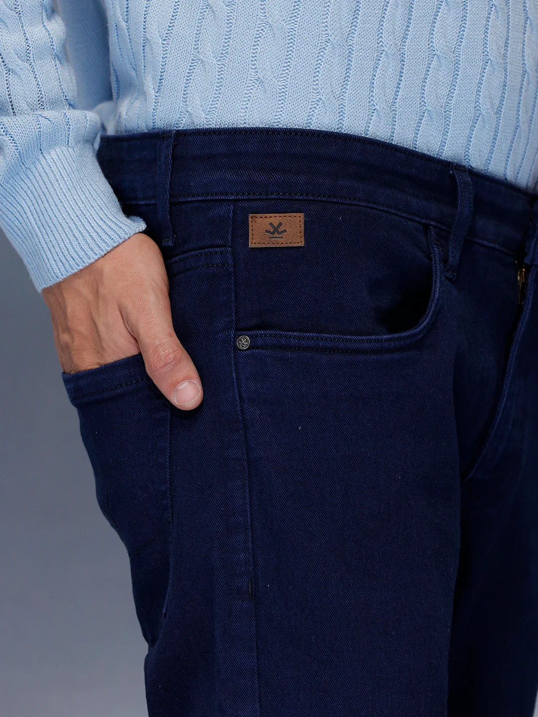 Men’s solidslim-fit casual chinos | Blue - Image 5
