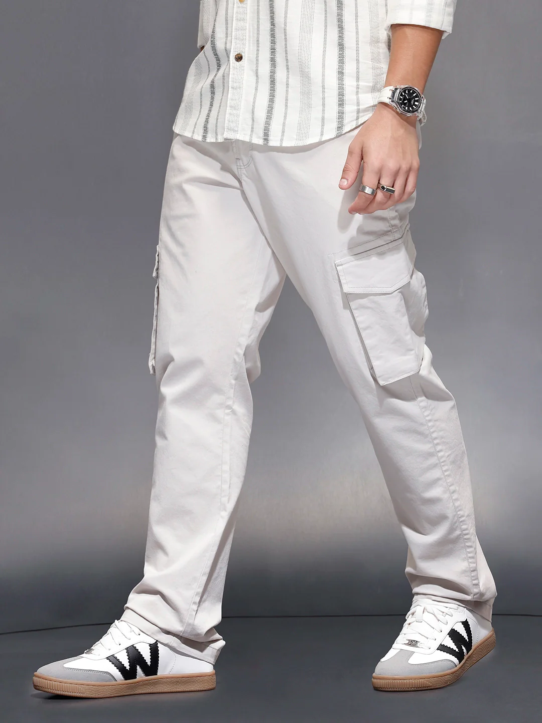 Men’s straight fit cargo trousers | Grey - Image 4