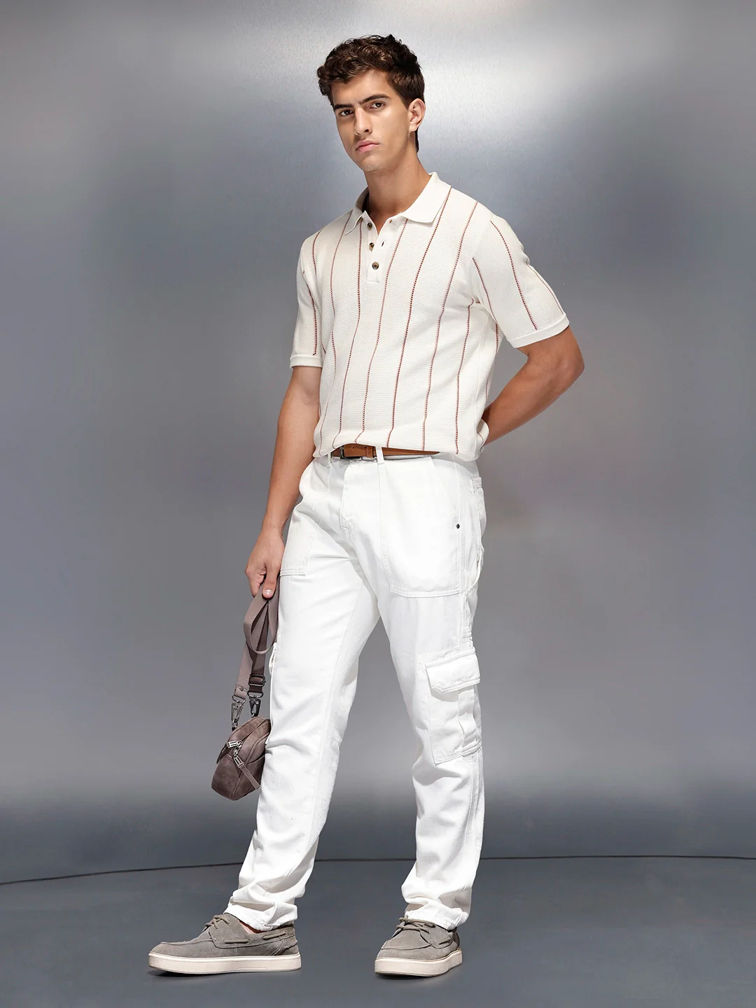 Men’s Straight fit cargo trousers | Off White - Image 2