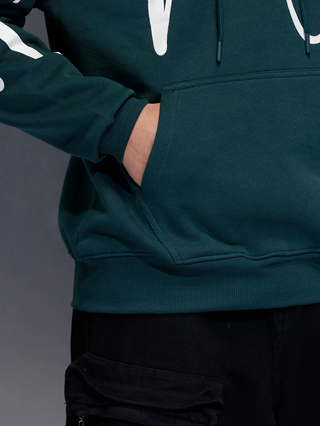 Men’s Teal Slim Fit Script Hoodie | Teal - Image 5