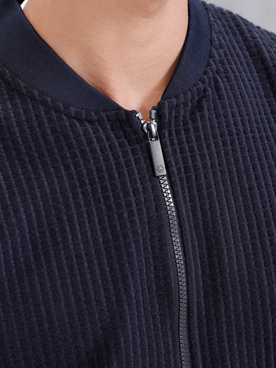 Men’s Textured Casual Bomber Jacket | Black - Image 4