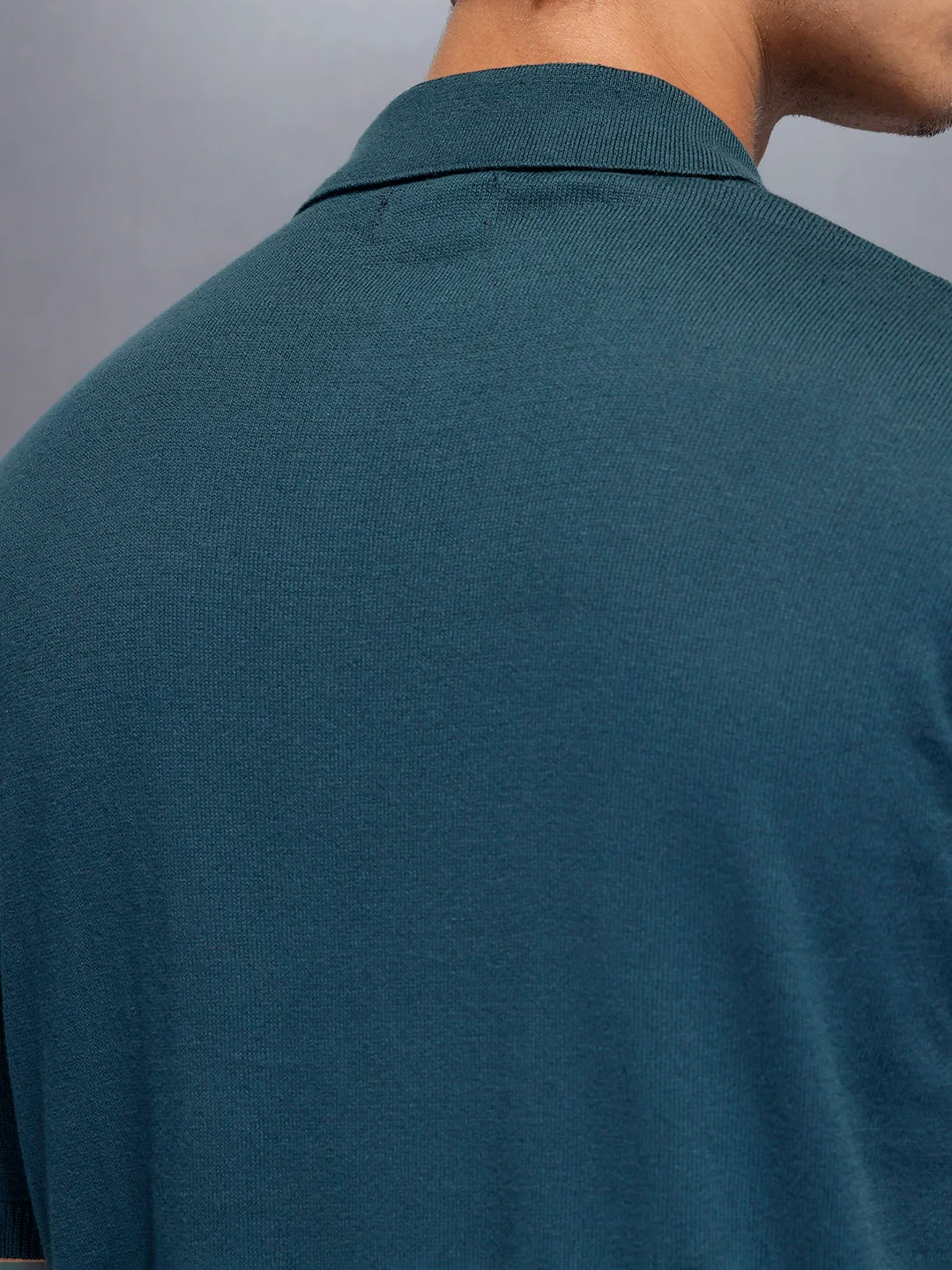 Men’s textured jacquard polo Tshirt | Teal - Image 5