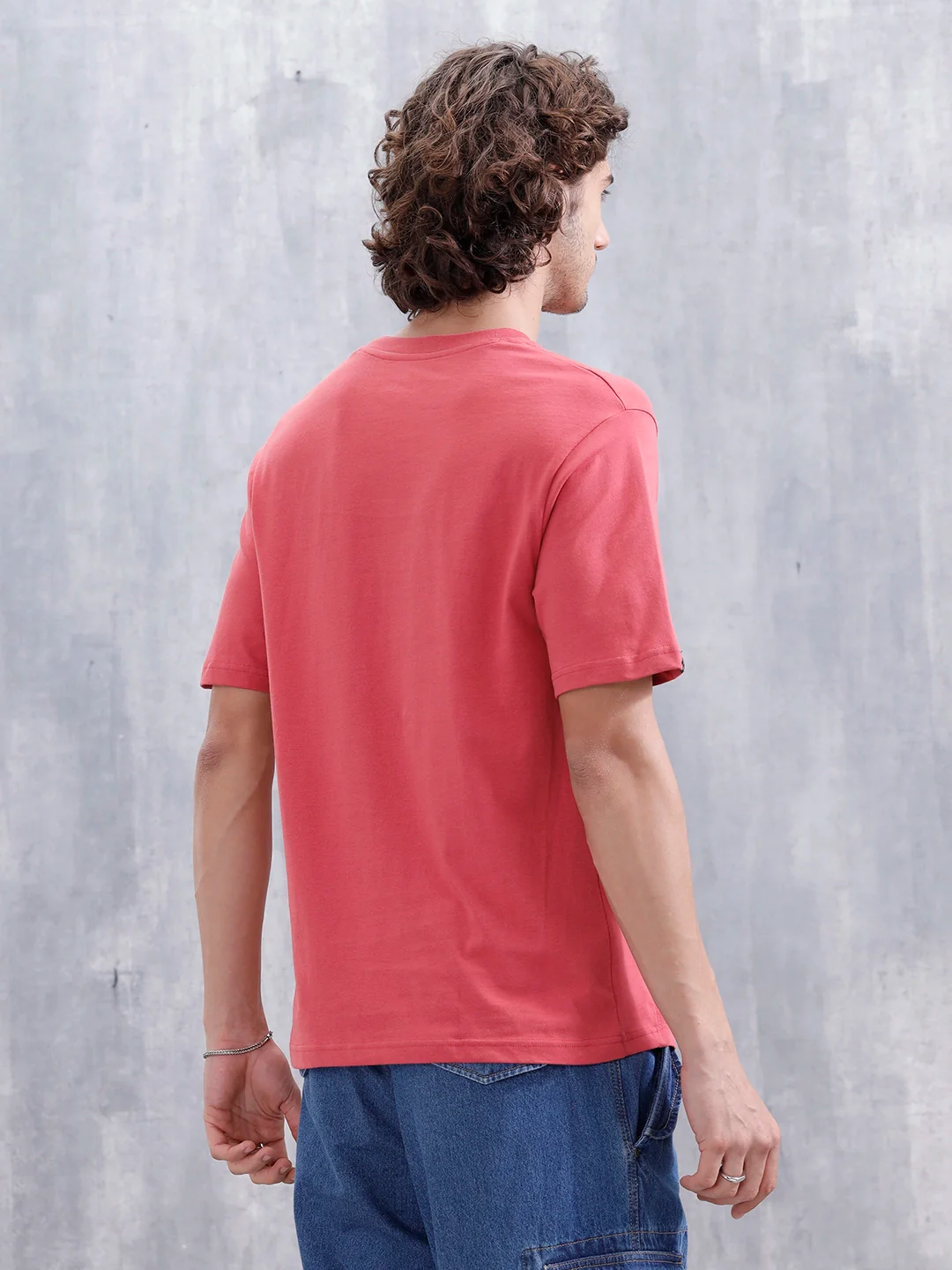 Men Solid Comfort Fit Tshirt With Pipping Detail | Red - Image 3