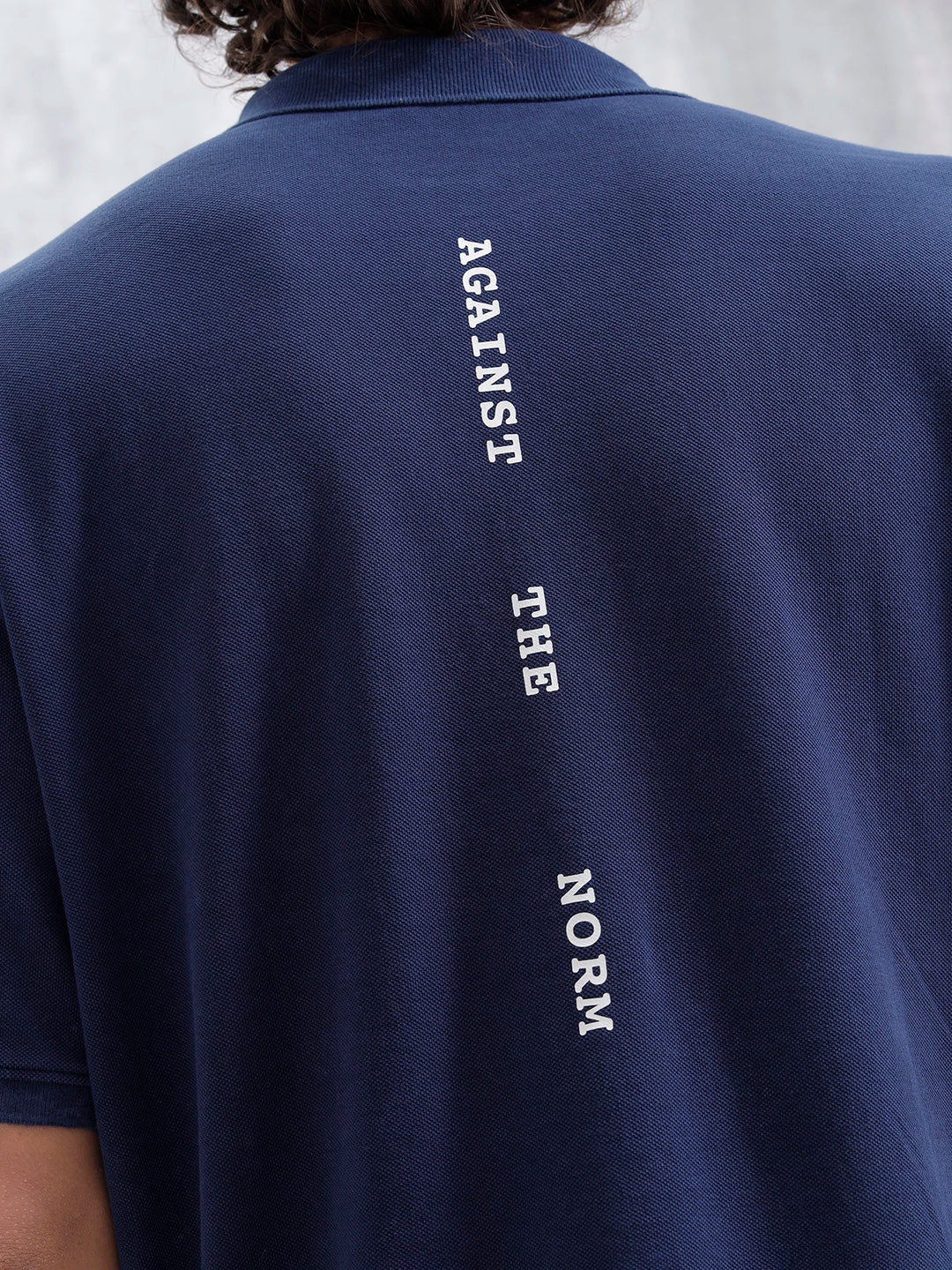 Men Solid Oversized Fit Casual Polo Collar T-shirt | Blue - Image 5