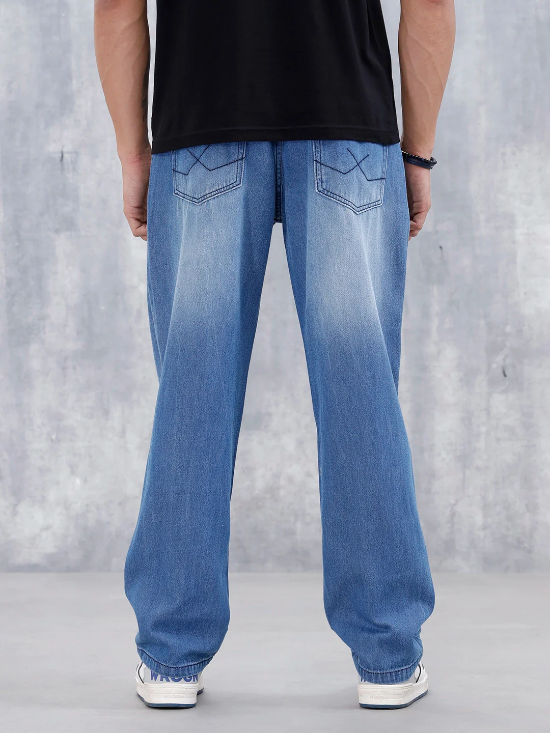 Men's Anti Fit Mid Wash Jeans | Med Stone - Image 3