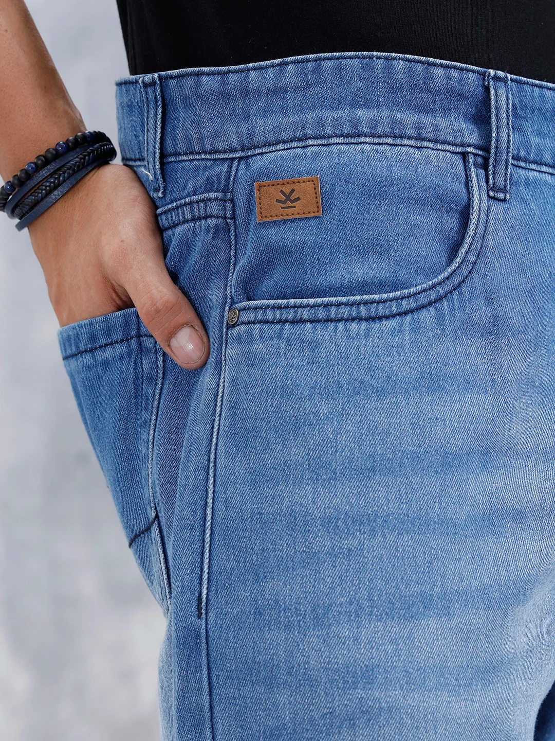 Men's Anti Fit Mid Wash Jeans | Med Stone - Image 5