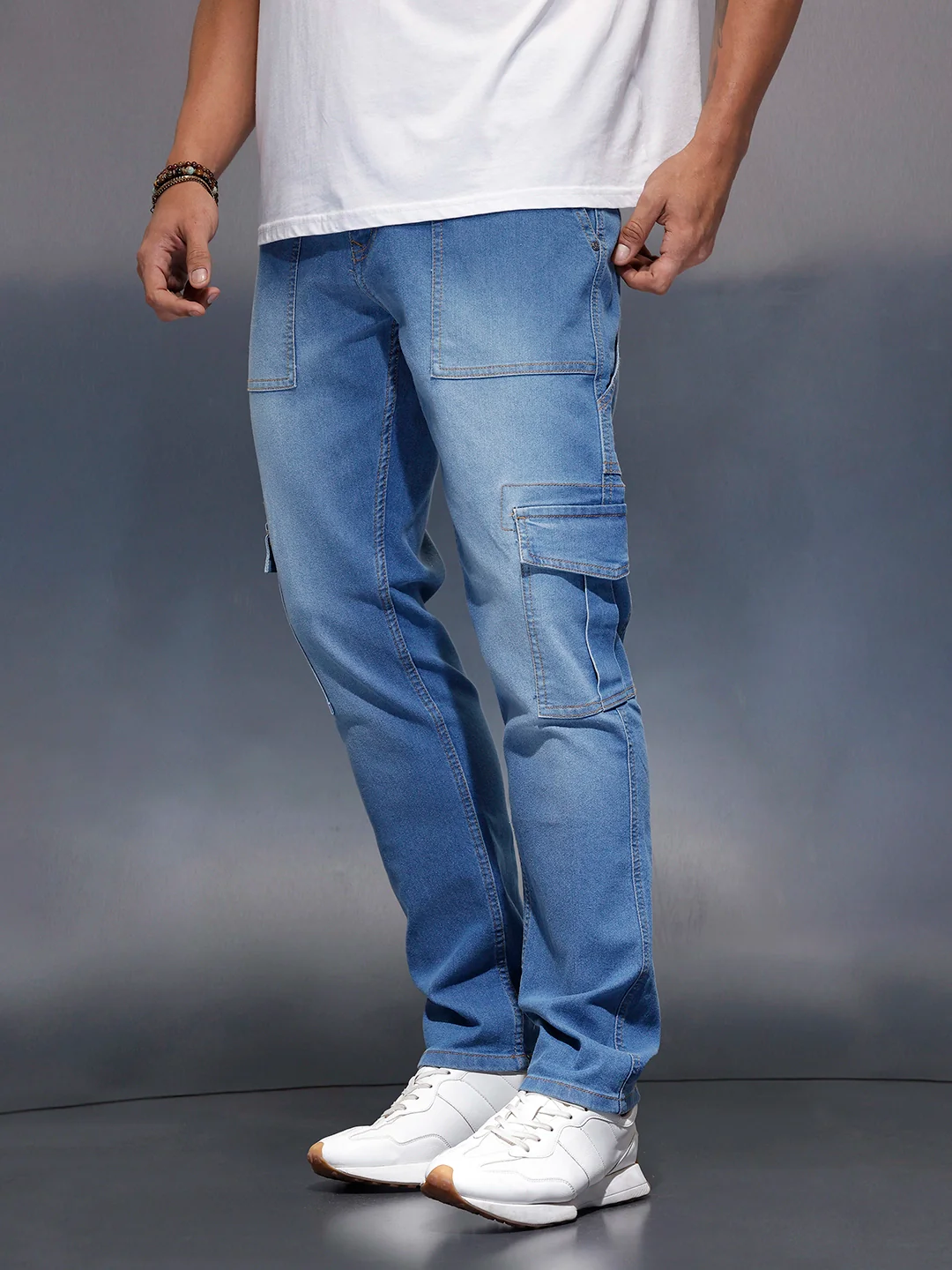Men's cargo fit cargo denim | Blue - Image 4