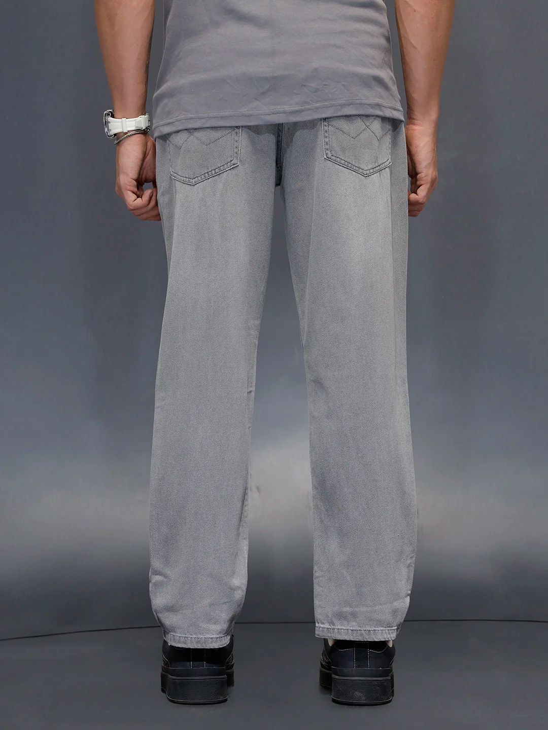 Men's casual anti fit jeans  | Grey - Image 3