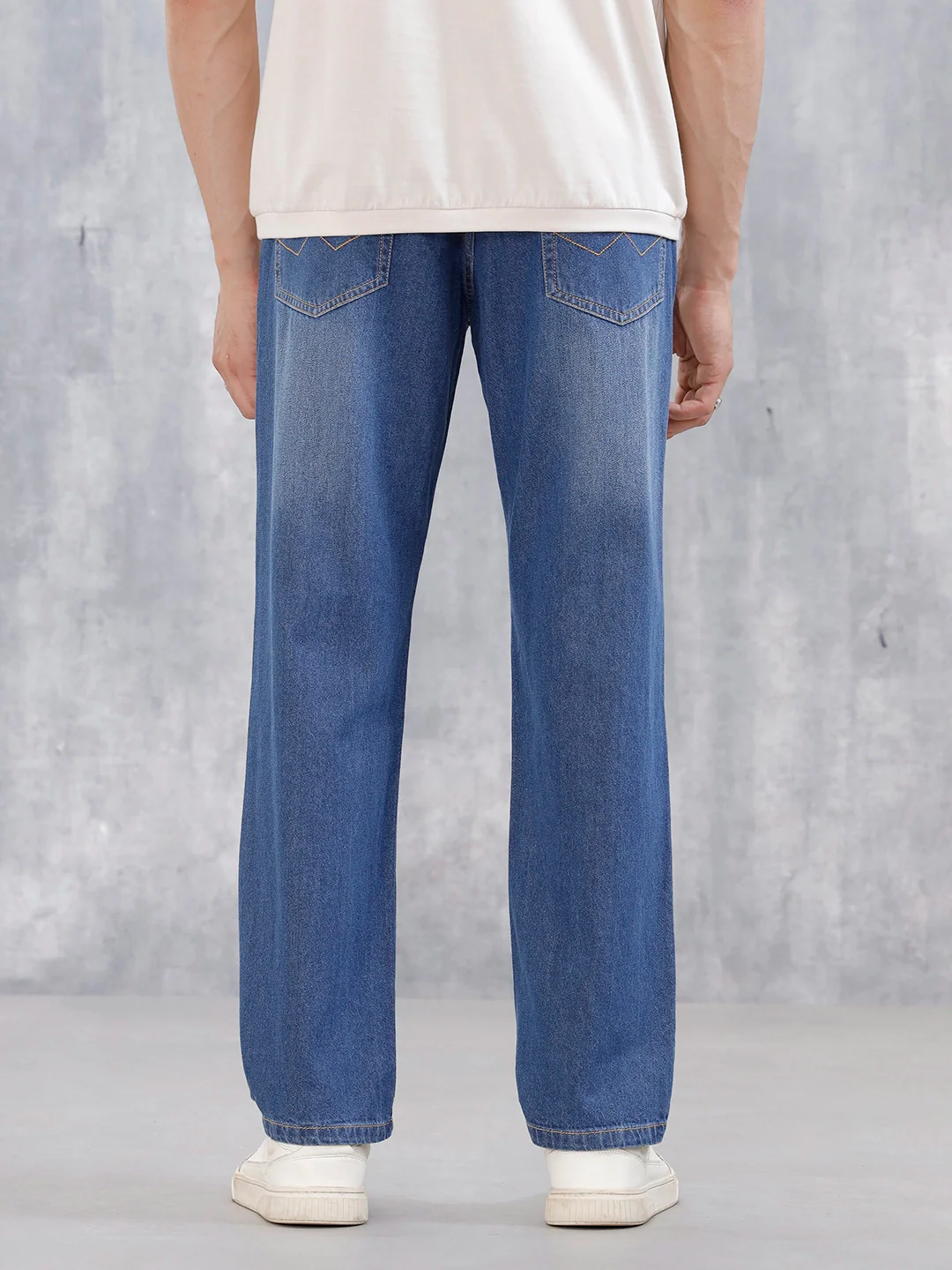 Men's Casual Anti Fit Jeans | Med Stone - Image 3