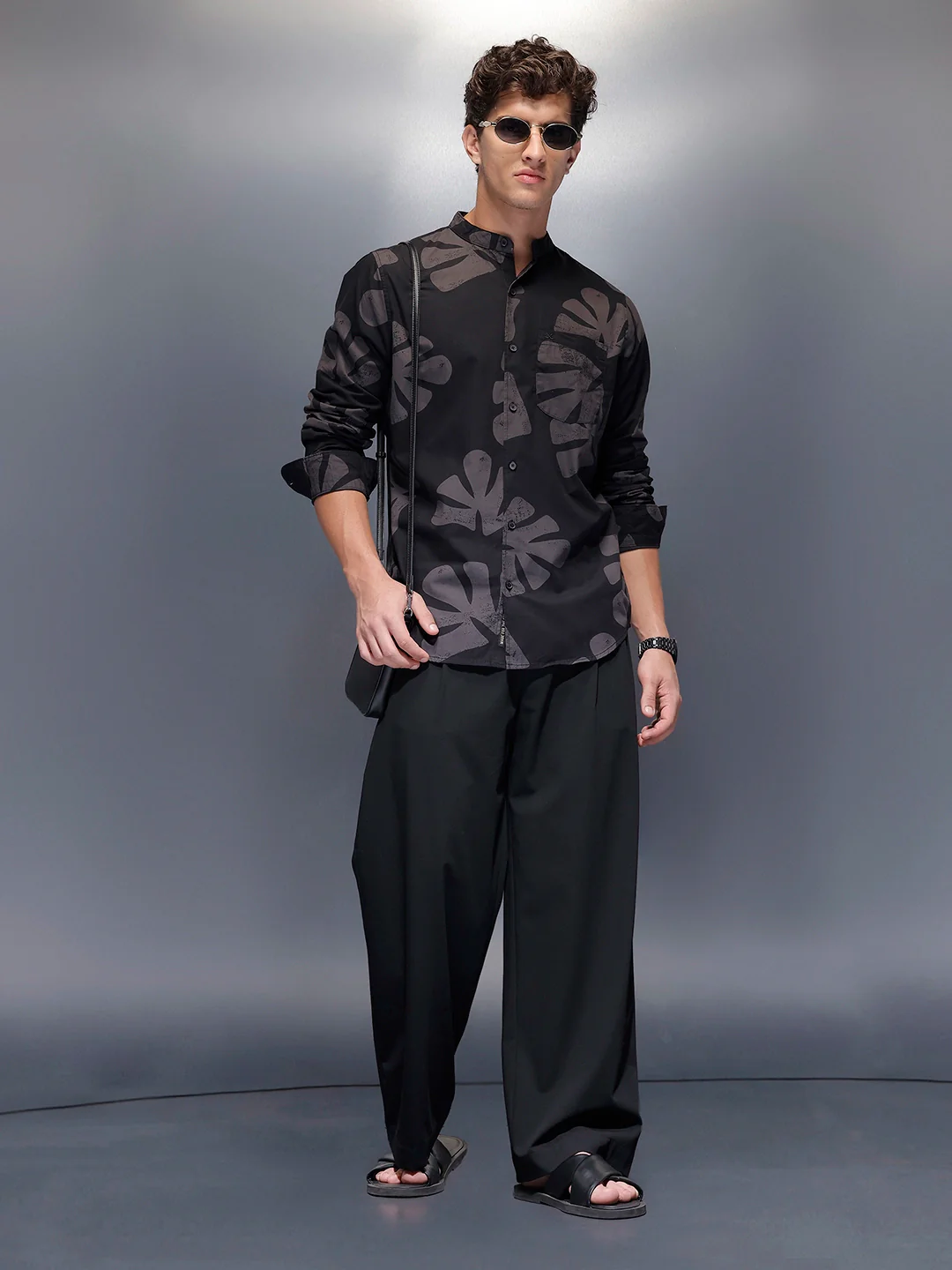 Men's Casual AOP Shirt   |  Black - Image 2