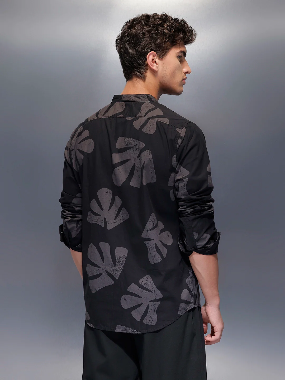 Men's Casual AOP Shirt   |  Black - Image 3