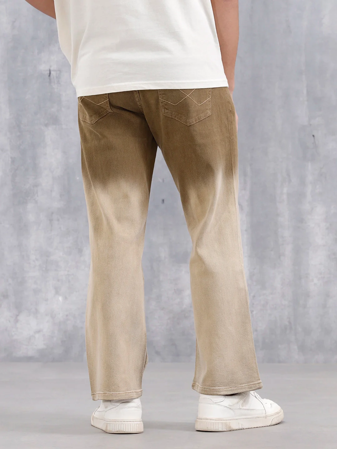 Men's Casual Bootcut Fit Ombre Jeans | Khaki - Image 3