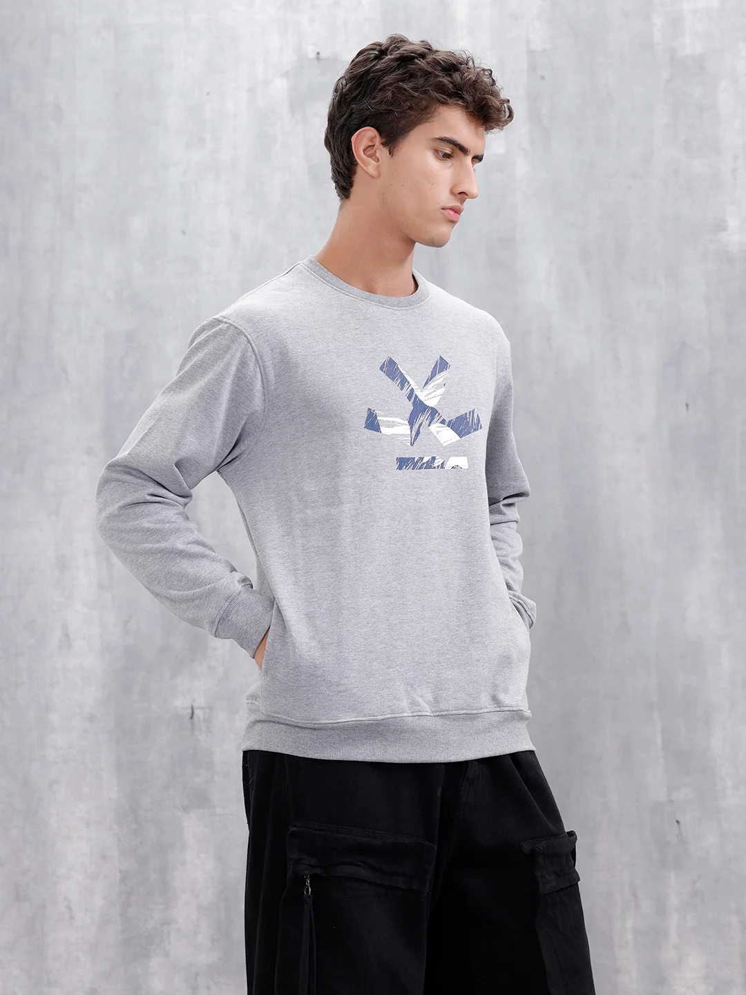 Men's Casual Branded Comfort Fit Sweatshirt | Grey - Image 4