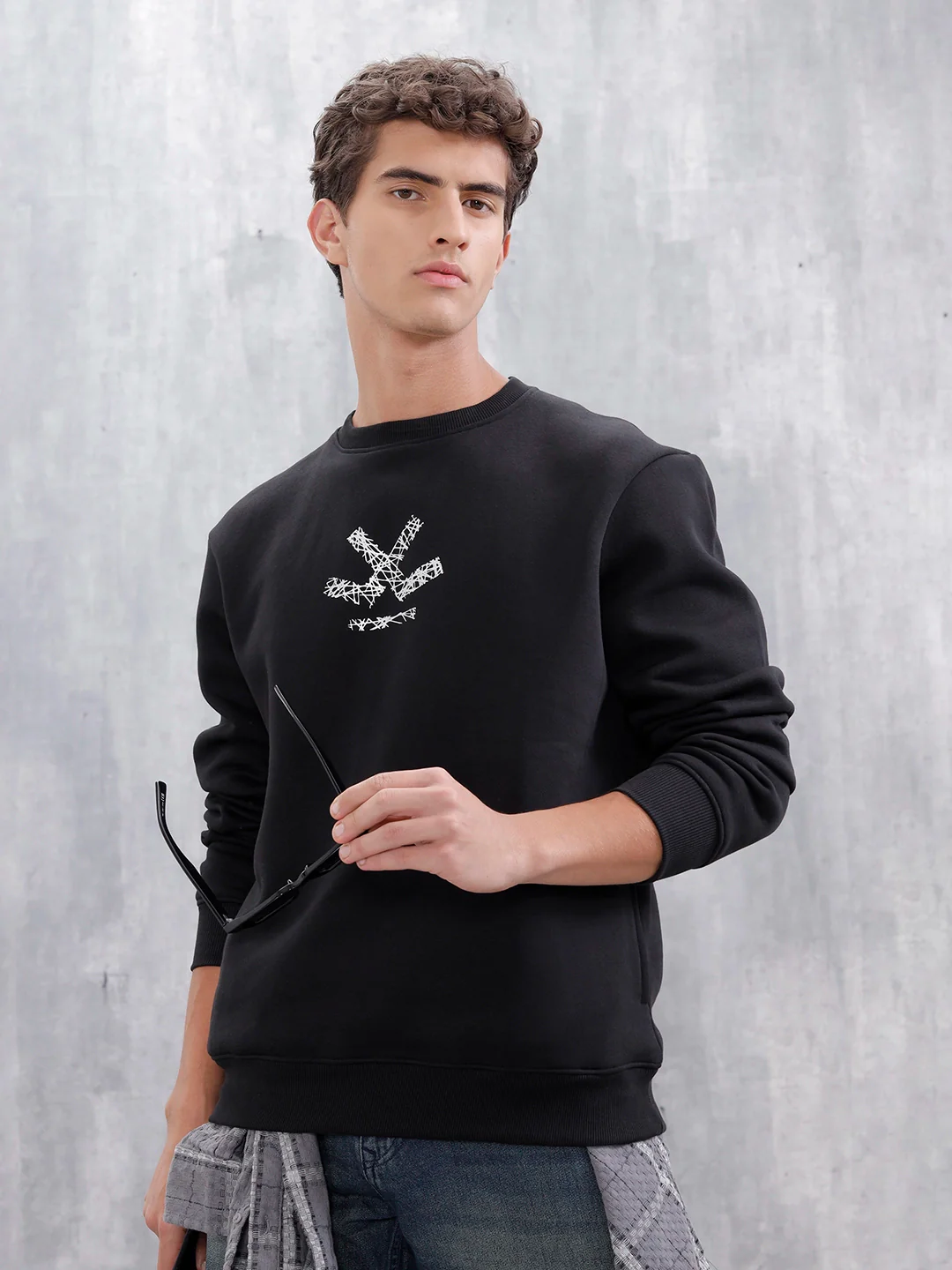 Men's Casual Branded Comfort Fit Sweatshirt  | Black - Image 7
