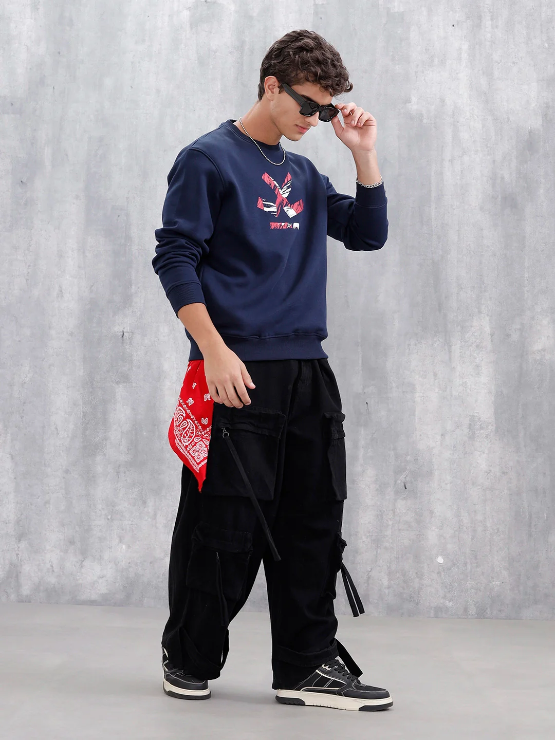 Men's Casual Branded Comfort Fit Sweatshirt  | Navy Blue - Image 2