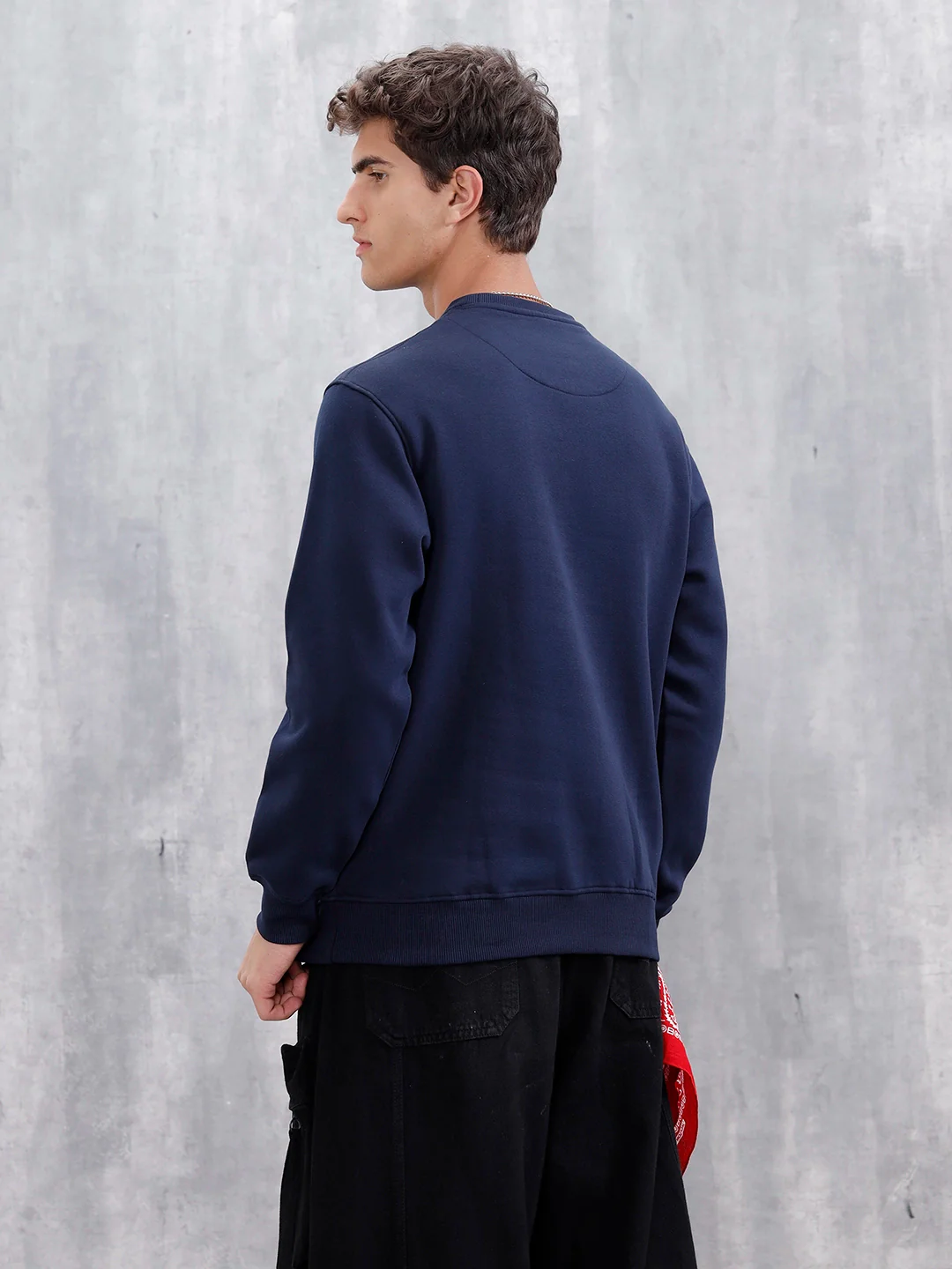 Men's Casual Branded Comfort Fit Sweatshirt  | Navy Blue - Image 3