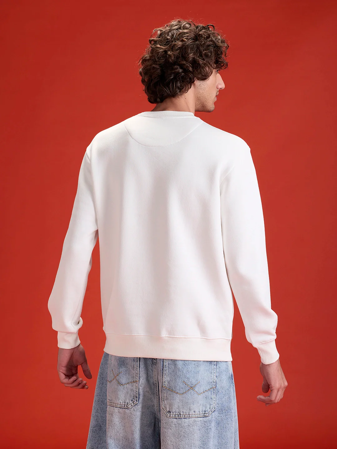 Men's Casual Branded Comfort Fit Sweatshirt  | Snow White - Image 8