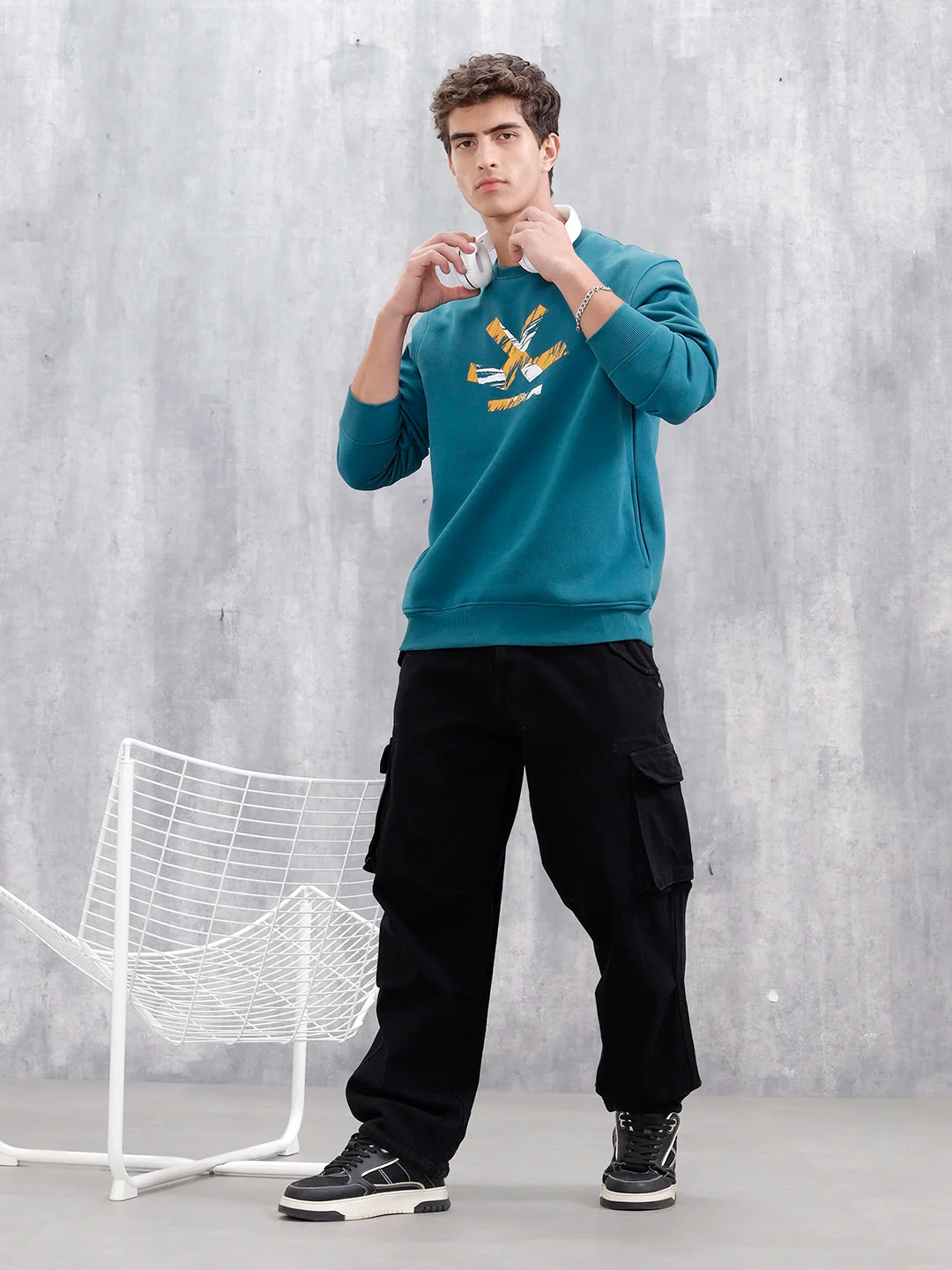 Men's Casual Branded Comfort Fit Sweatshirt | Teal - Image 2