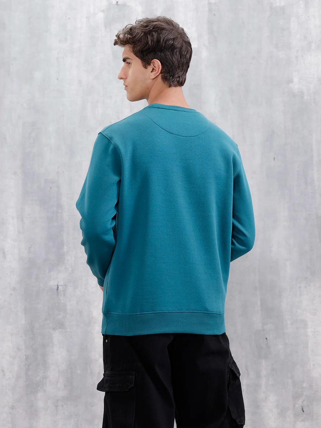Men's Casual Branded Comfort Fit Sweatshirt | Teal - Image 3