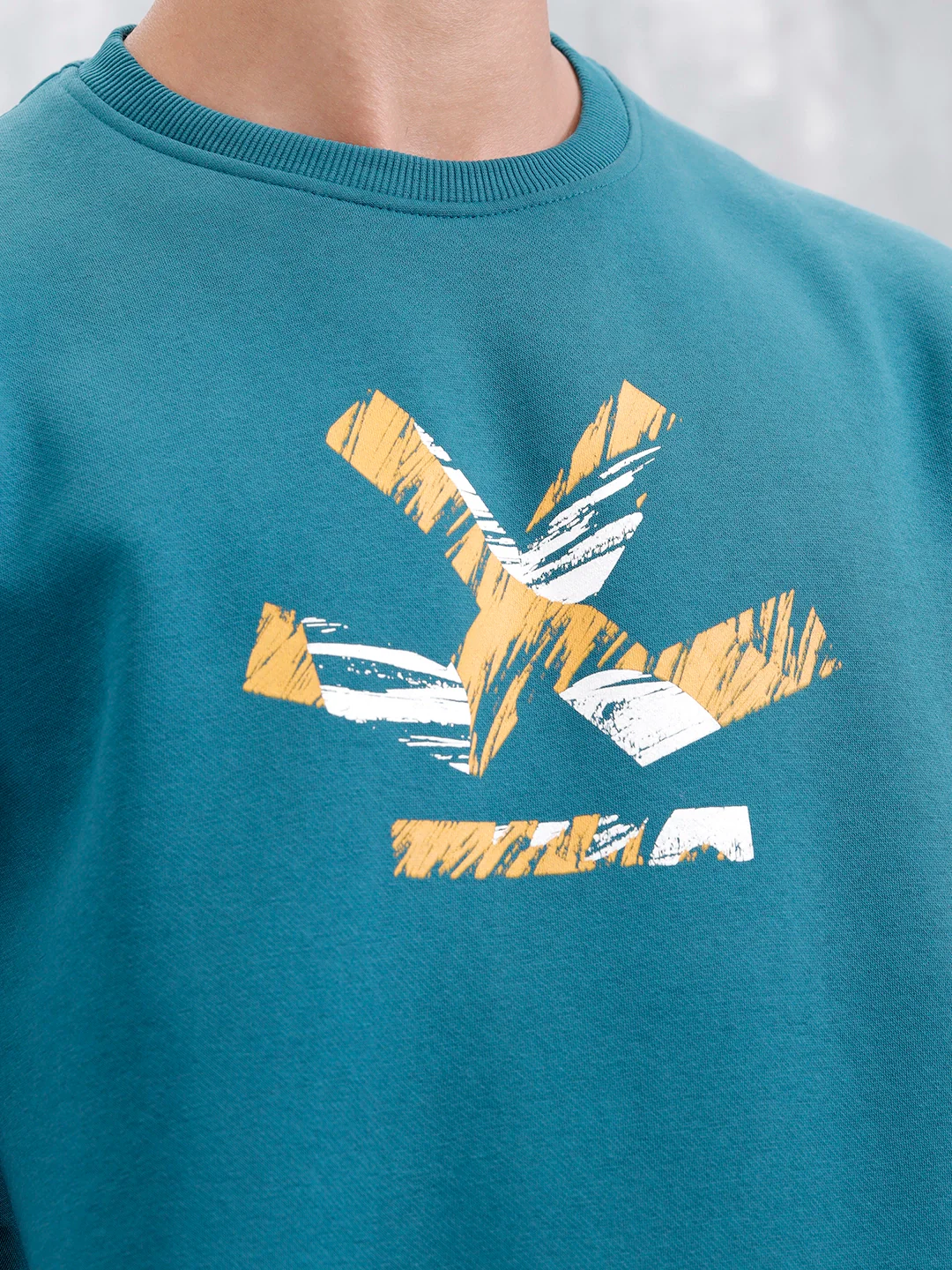 Men's Casual Branded Comfort Fit Sweatshirt | Teal - Image 5