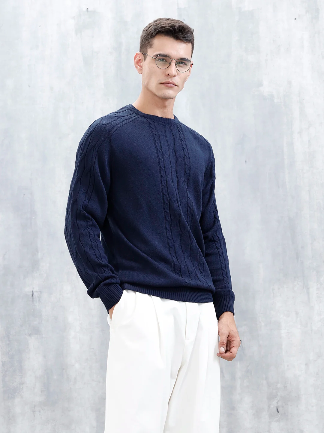 Men's Casual Cabel Knit Sweater  | Black - Image 4