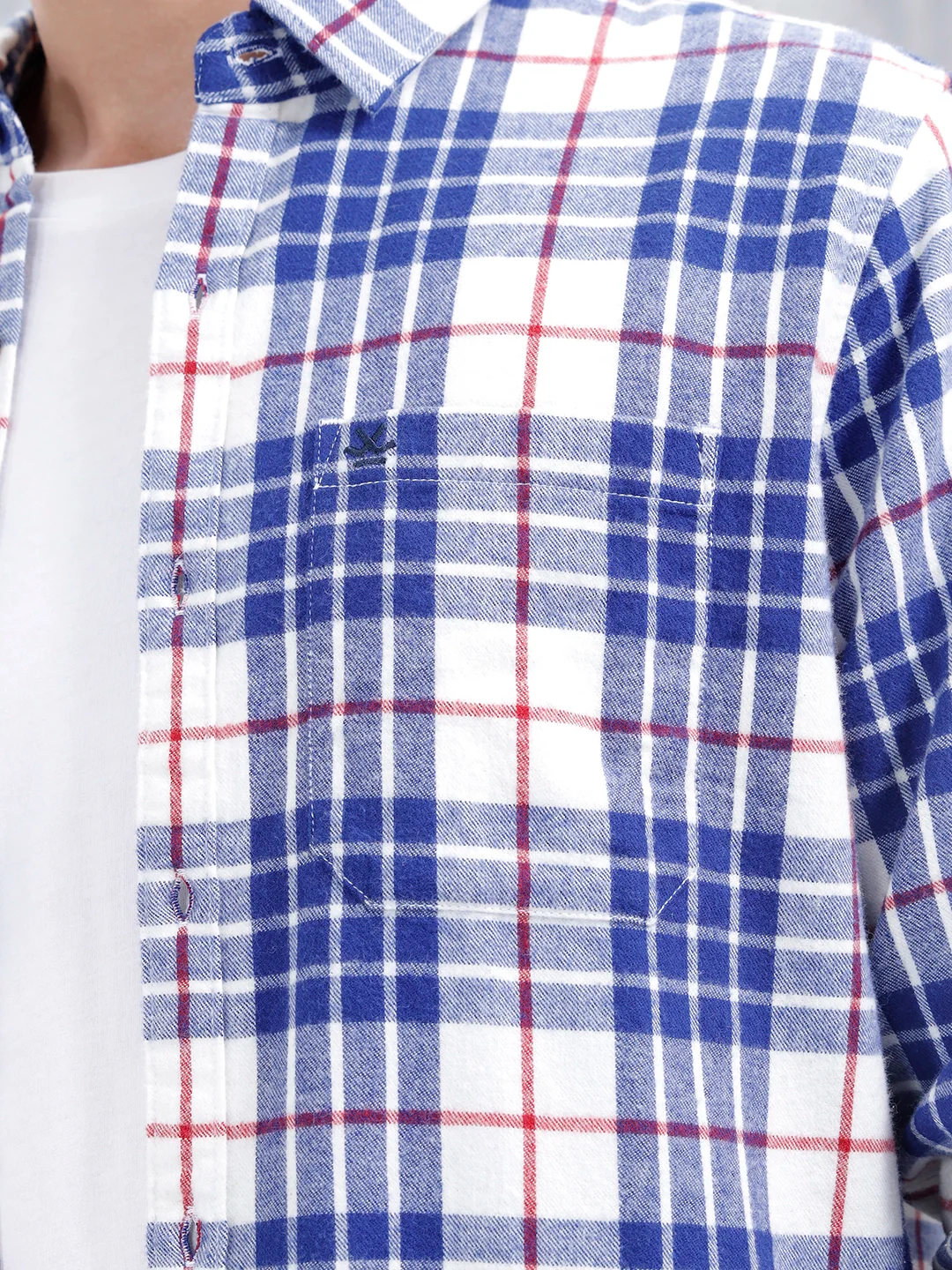Men's Casual Checkered Pattern Regular Fit Shirt | Navy Blue - Image 5