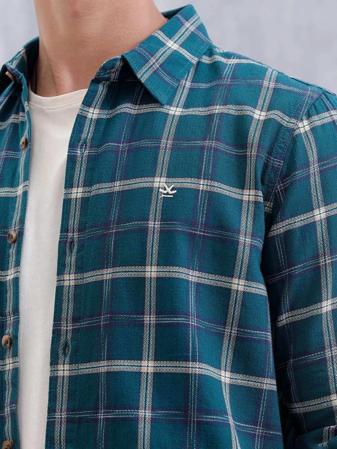 Men's Casual Checkered Pattern Shirt | Olive - Image 5