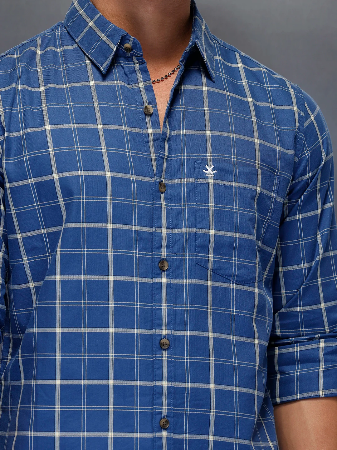 Men's Casual Checkered Shirt   |  Blue - Image 5