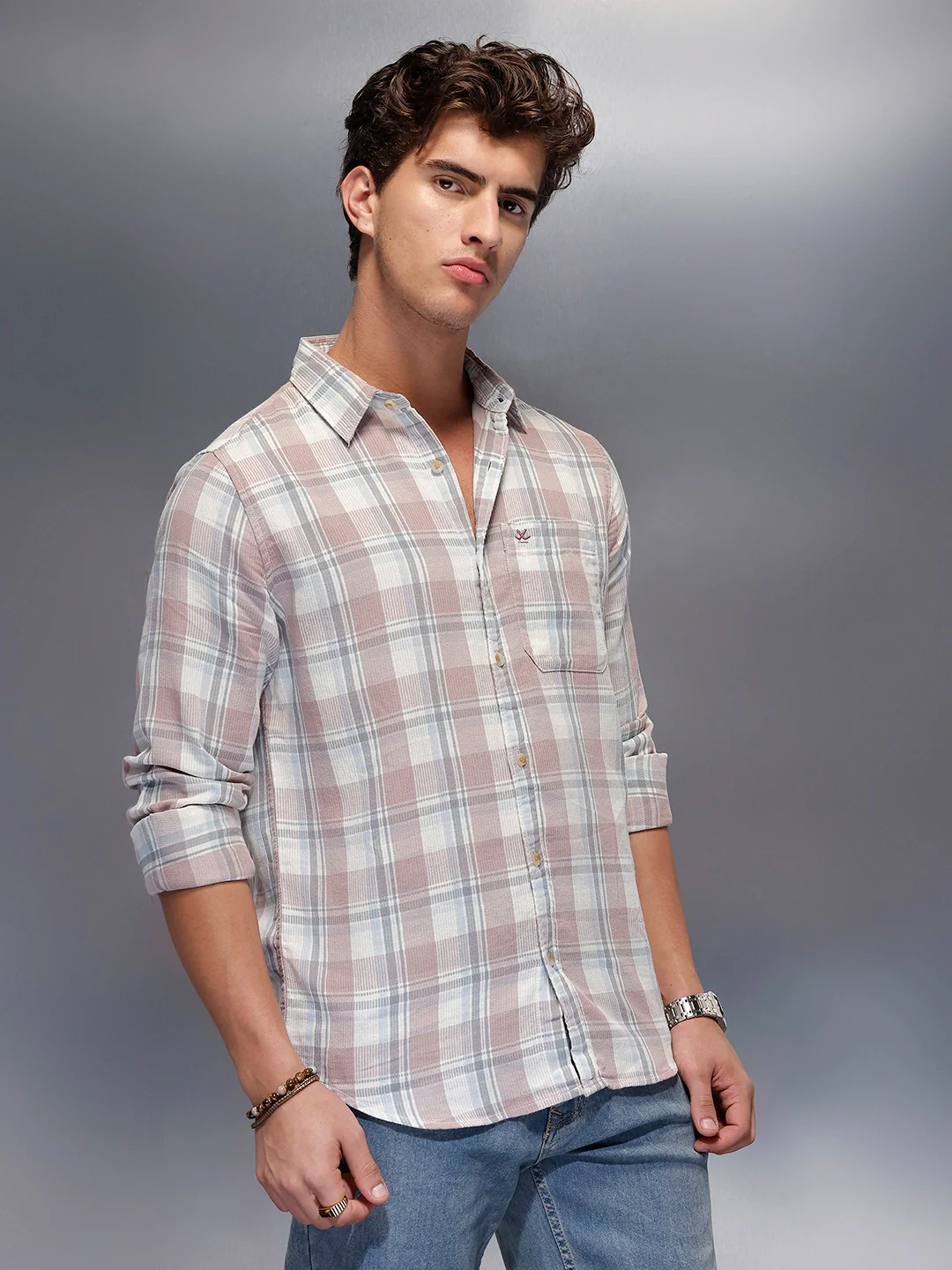 Men's Casual Checkered Shirt   |  Pink - Image 4