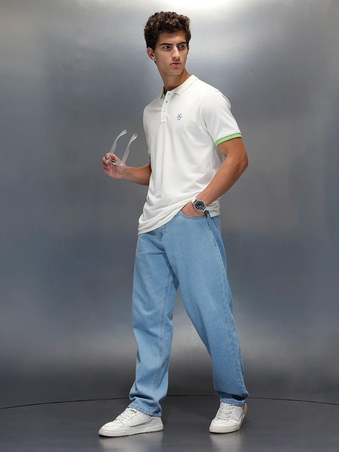 Men's Casual Colorblocked Polo T-shirt | White - Image 2