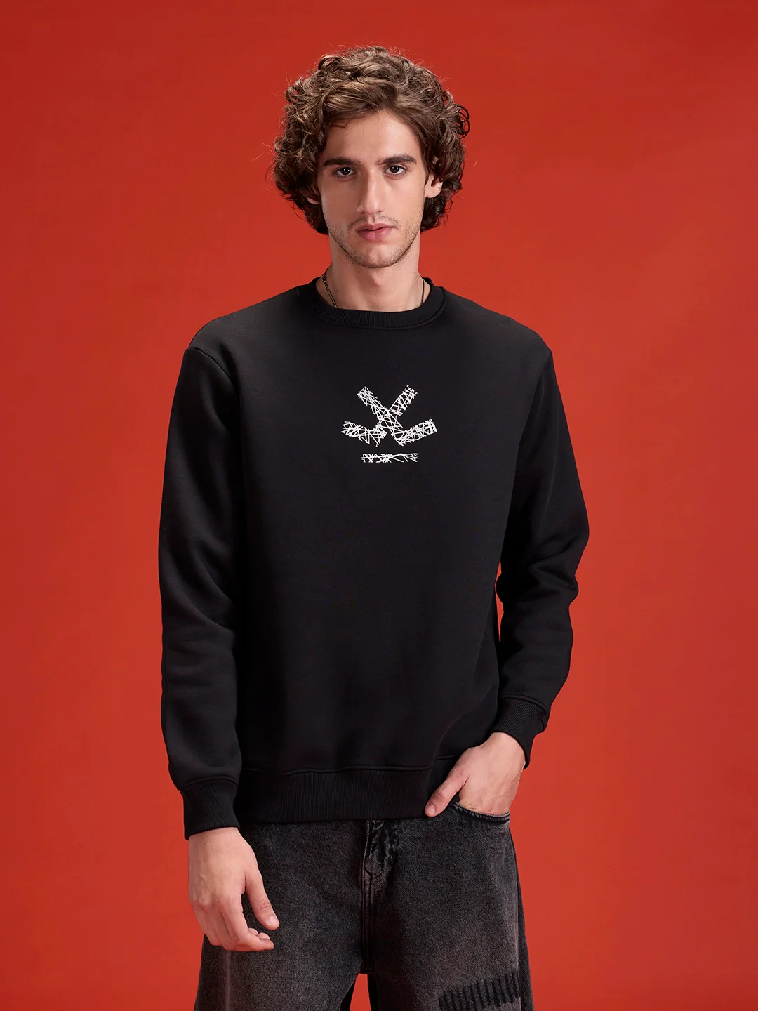 Men's casual comfort fit black sweatshirt | Black - Image 6