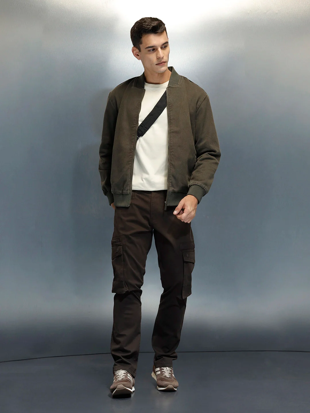 Men's Casual Comfort Fit Bomber Jacket | Olive - Image 2