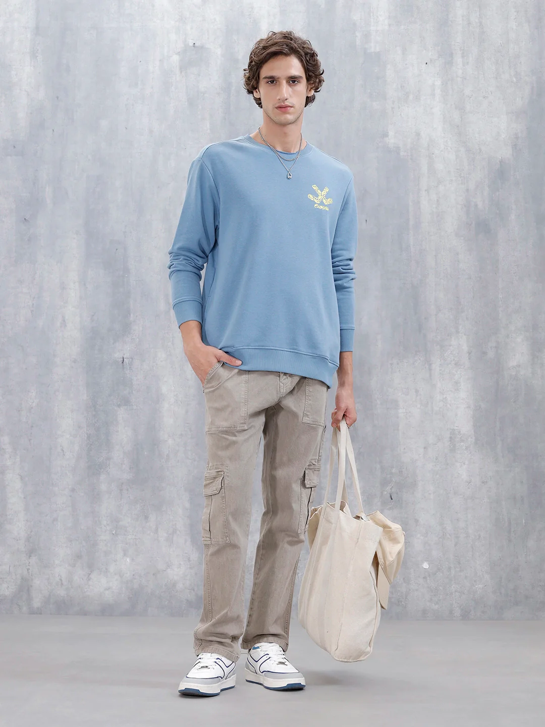 Men's Casual Comfort Fit Branded Sweatshirt | Blue - Image 2