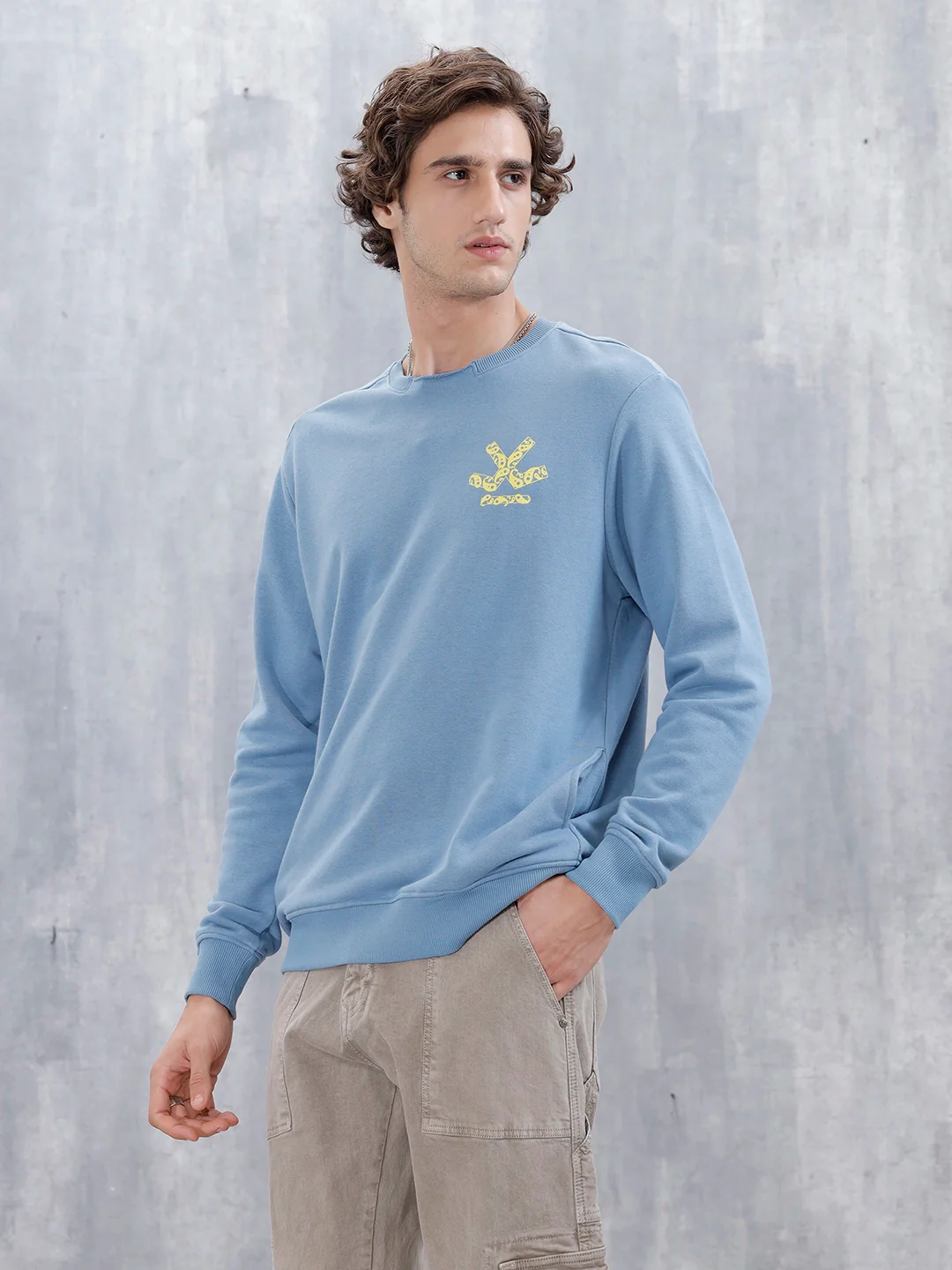 Men's Casual Comfort Fit Branded Sweatshirt | Blue - Image 4