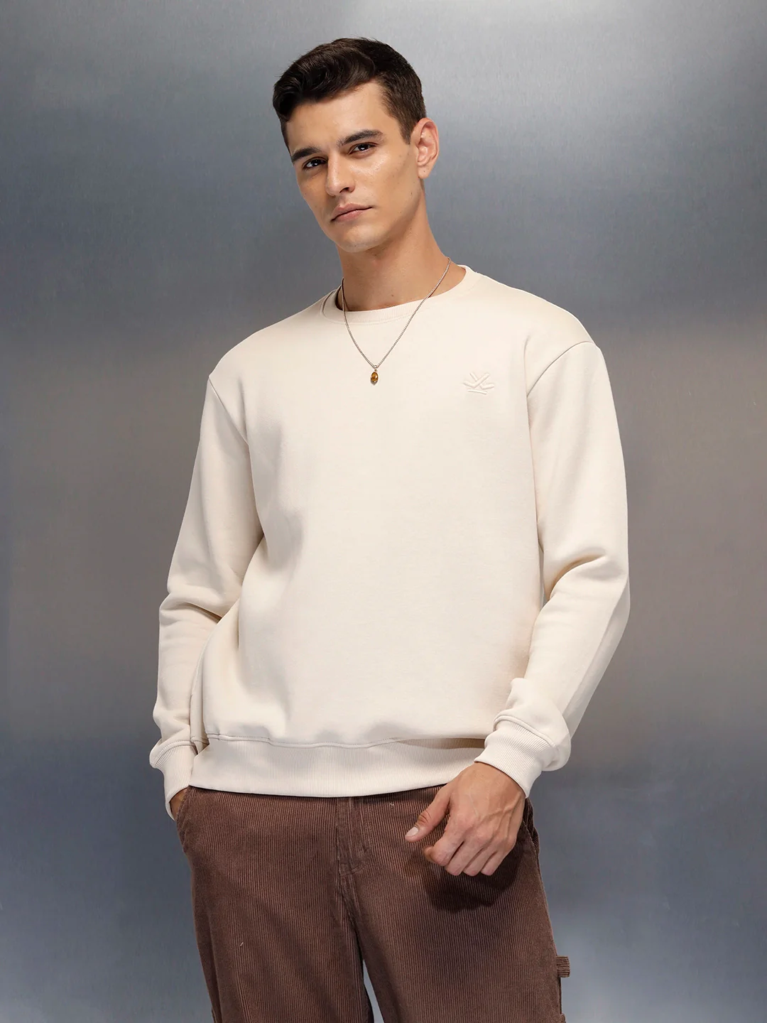 men's casual comfort fit sweatshirt | Beige - Image 3