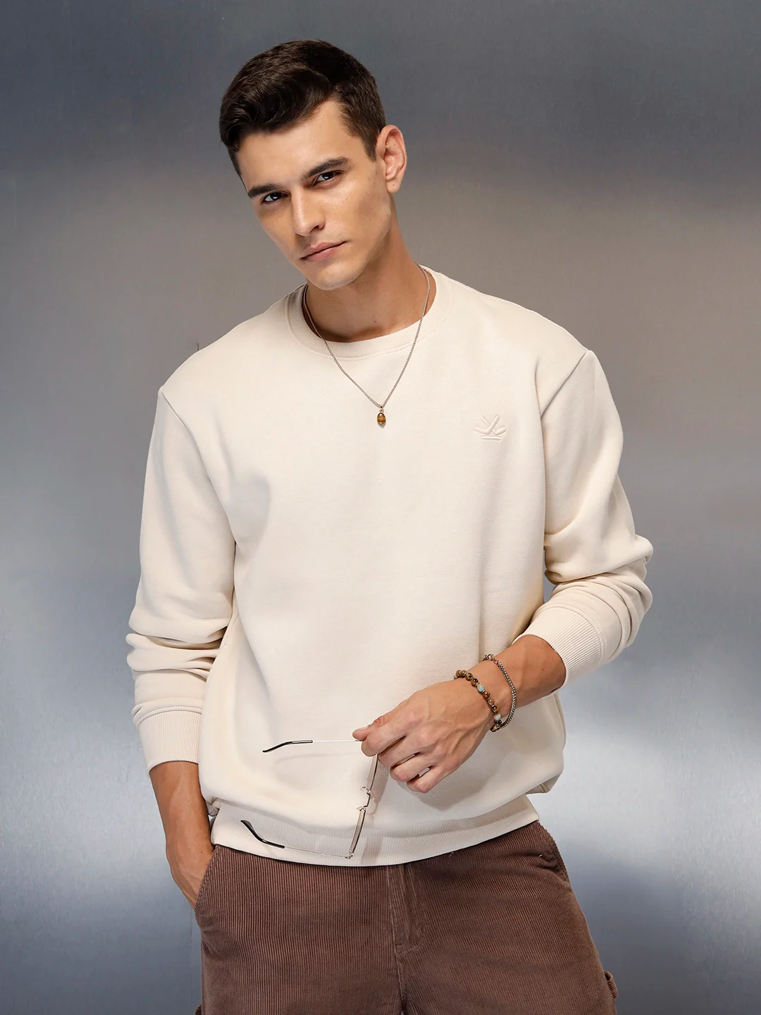 men's casual comfort fit sweatshirt | Beige - Image 7