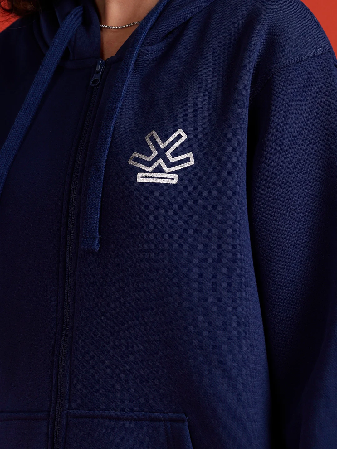 men's casual front zip up hooded sweatshirt | Blue - Image 6