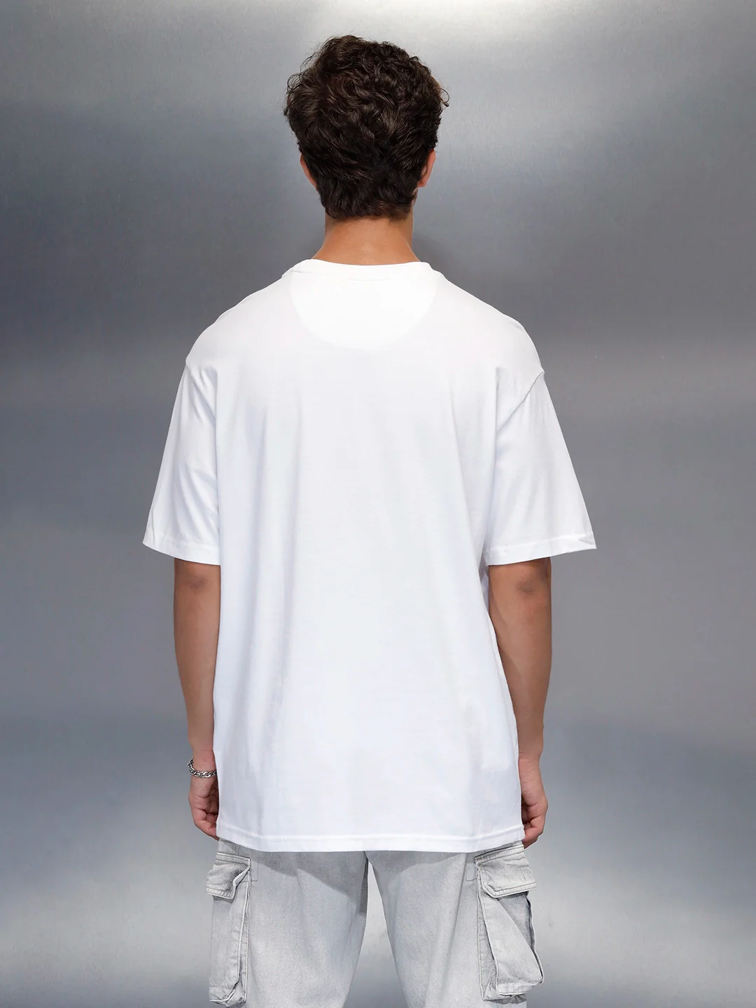 Men's casual graphic print oversize t-shirt  | White - Image 5